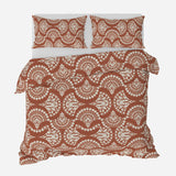 Abstract Geometric Damask Rust Brown Cotton Duvet Cover Set ROCHELLE
