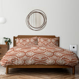 Abstract Geometric Damask Rust Brown Cotton Duvet Cover Set ROCHELLE