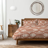 Abstract Geometric Damask Rust Brown Cotton Duvet Cover Set ROCHELLE