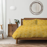 Abstract Geometric Mustard Yellow Cotton Duvet Cover Set SAMSON
