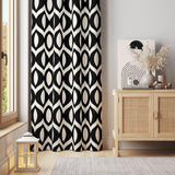 Scandinavian Geometric Black Off-White Blackout Window Curtain INGER
