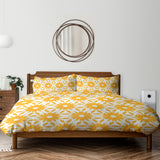 Abstract Geometric Floral Yellow Cotton Duvet Cover Set SUNNIVA