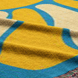 Abstract Retro Groovy Cotton Woven Throw Blanket SUNSHINE