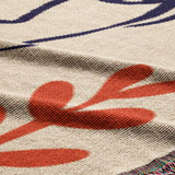 Woman Portrait Abstract Matisse Inspired Boho Cotton Woven Throw Blanket LYDIA