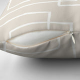 Mid Century Modern Geometric Abstract Beige White Throw Pillow Cover DANA