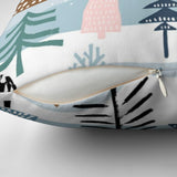 Scandinavian Pastel Christmas Fir Trees Light Blue Throw Pillow Cover FOREST