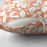 Abstract White Flowers Damask Peach Pink Floral Throw Pillow Cover CLEVA
