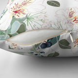 Vintage Lilies Classic Dusty Pink Teal White Floral Throw Pillow Cover LILJA