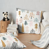 Scandinavian Pastel Christmas Fir Trees White Throw Pillow Cover FOREST