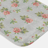 Vintage Retro Pink Roses Rustic Light Gray Farmhouse Bath Mat ROSE