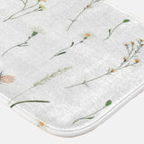 Tiny Wild Flowers White Botanical Floral Bath Mat DELIA