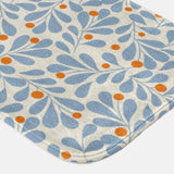 Light Blue Orange Branch Botanical Farmhouse Bath Mat KEAVA