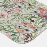 Watercolor Flowers Leaves Green Botanical Floral Bath Mat FIZA