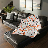Abstract Geometric Shapes Orange Pink Fleece Throw Blanket SELMA