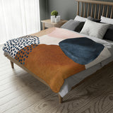 Abstract Art Terracotta Blush Pink Blue Ivory Boho Fleece Throw Blanket ADELE