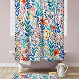 Multicolor Tiny Wild Flowers Botanical Floral Shower Curtain LANEY