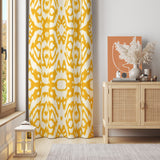 Wabi Sabi Shibori Japanese Print White Yellow Blackout Window Curtain AKIARA